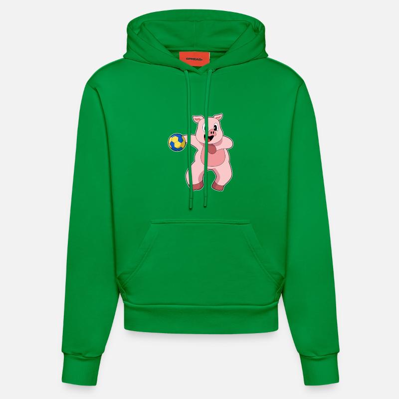 Cochon Handballeur Handball - Sweat à capuche bio ajusté fabriqué en UE - City Green