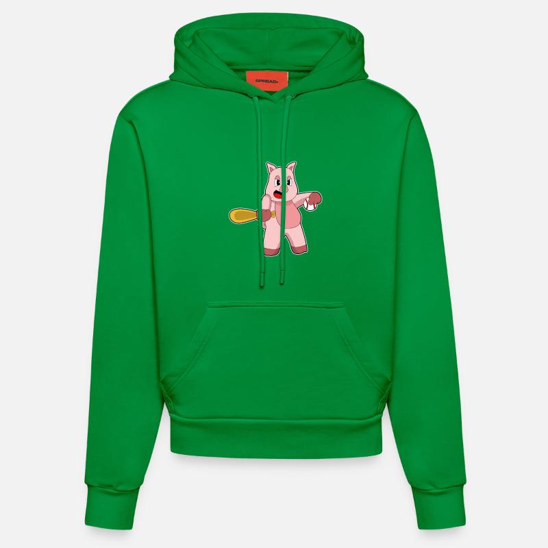 Pig Baseball Batte - Sweat à capuche bio ajusté fabriqué en UE - City Green