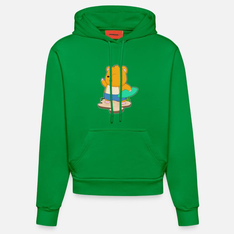 Hamster Surfer Planche de surf - Sweat à capuche bio ajusté fabriqué en UE - City Green