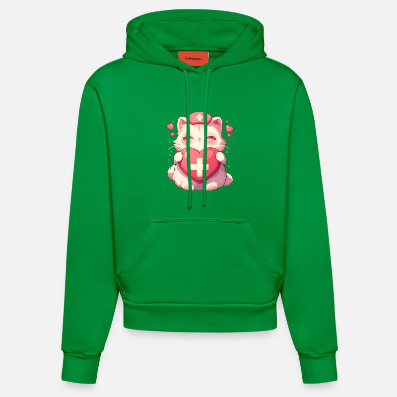 Chat Infirmière Kawaii Infirmière Médecin - Sweat à capuche bio ajusté fabriqué en UE - City Green
