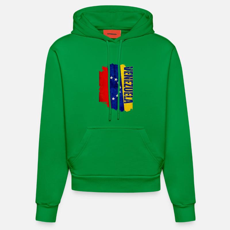 Drapeau vénézuélien vertical, j’aime le Venezuela - Sweat à capuche bio ajusté fabriqué en UE - City Green