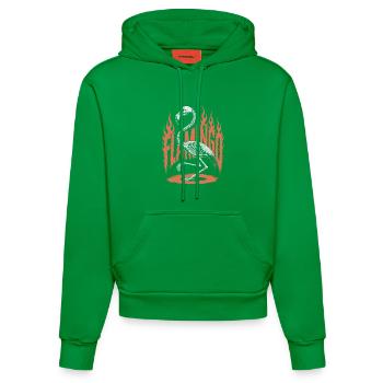 Flamingo Flammen Skelett Halloween - Organic Fitted Hoodie Made in EU - City Green - Vorne