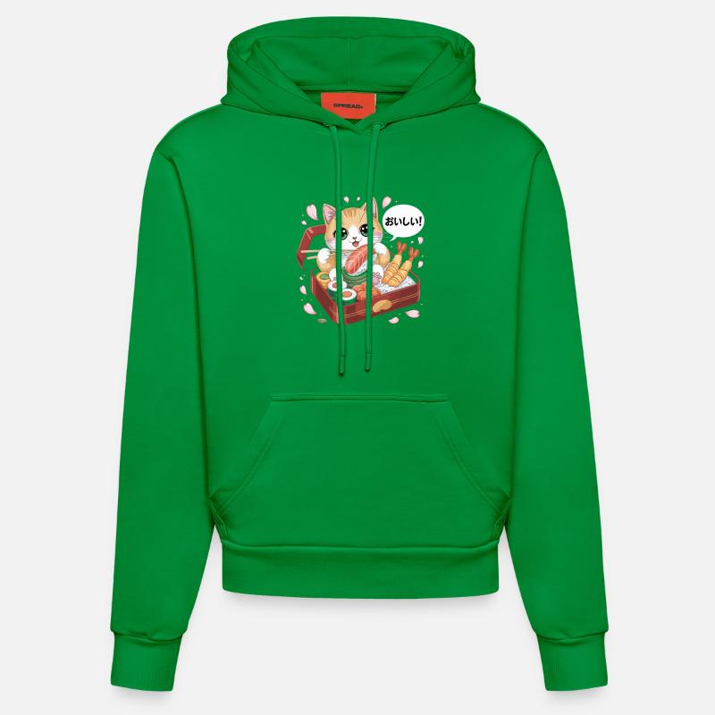 Chemise Sushi et Chats Mignon - Sweat à capuche bio ajusté fabriqué en UE - City Green