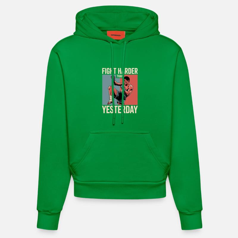 Battez-vous plus fort qu’hier - Sweat à capuche bio ajusté fabriqué en UE - City Green