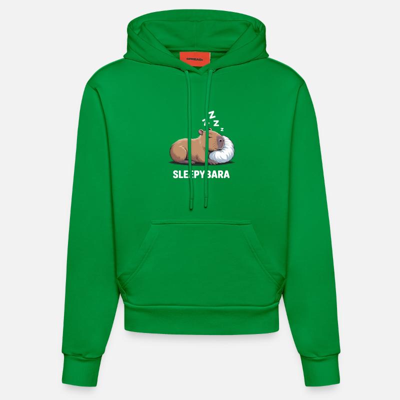 Sleepybara Capybara Dormir - Sweat à capuche bio ajusté fabriqué en UE - City Green
