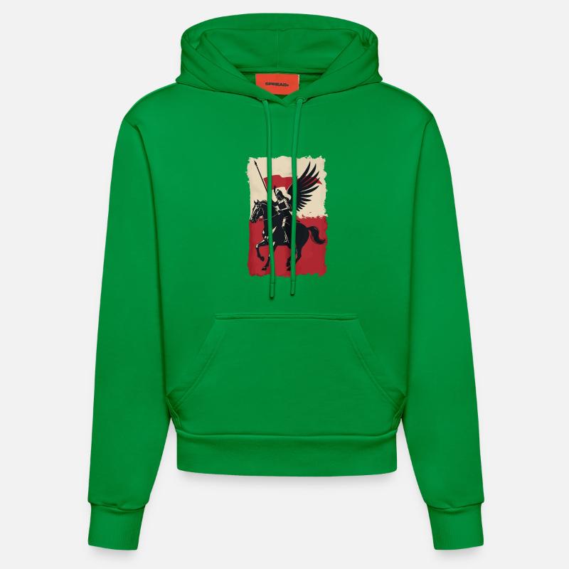 Hussard polonais avec motif de drapeau - Sweat à capuche bio ajusté fabriqué en UE - City Green