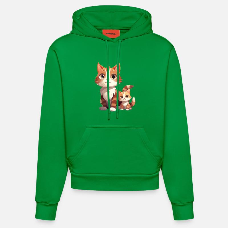 Chat amitié dessin animé Style chat - Sweat à capuche bio ajusté fabriqué en UE - City Green