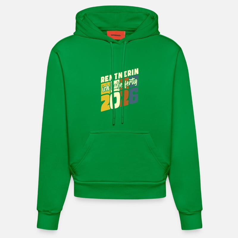 J’ai terminé | Retraité 2026 - Rente - Sweat à capuche bio ajusté fabriqué en UE - City Green