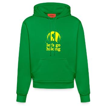 Let's go hiking mountaineer hiker silhouette - Organic Fitted Hoodie Made in EU - City Green - Front