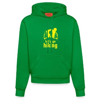 Let's go hiking mountaineer hiker silhouette - Organic Fitted Hoodie Made in EU - City Green - Front