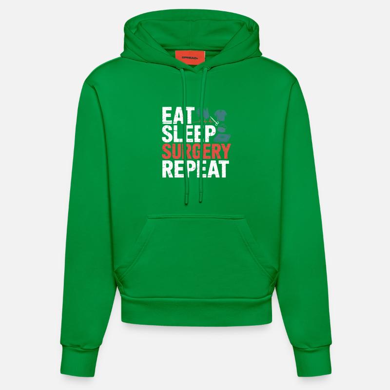 Manger Chirurgie du sommeil Répéter - Sweat à capuche bio ajusté fabriqué en UE - City Green