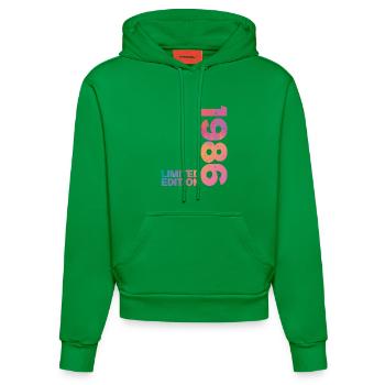1986 40th Anniversary Birthday Gift - Organic Fitted Hoodie Made in EU - City Green - Front