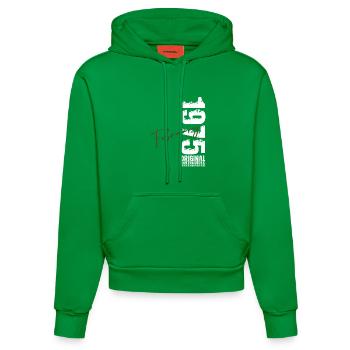 51st Birthday February 1975 Original Vintage - Organic Fitted Hoodie Made in EU - City Green - Front