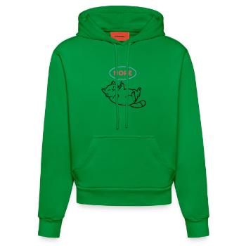 Lachende Katze Nope Mittelfinger - Organic Fitted Hoodie Made in EU - City Green - Vorne
