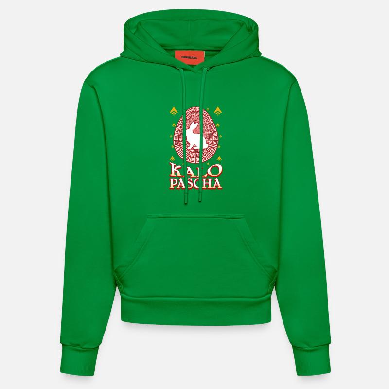 Kalo Pascha Joyeuses Pâques Pâques grecques - Sweat à capuche bio ajusté fabriqué en UE - City Green