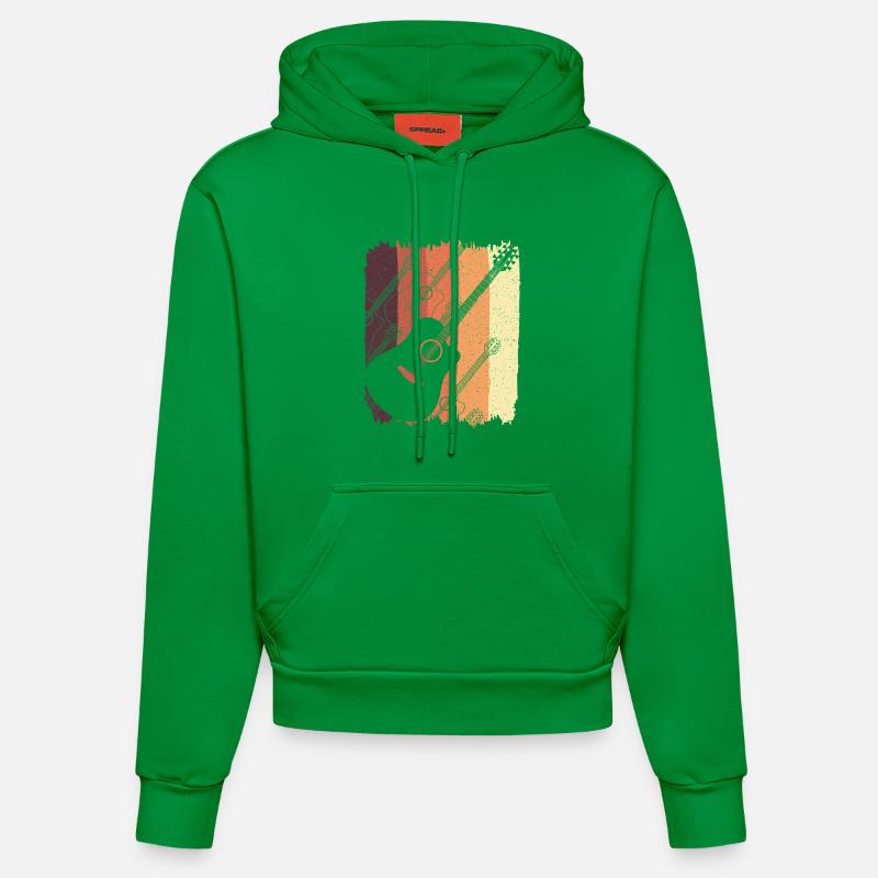 Guitare acoustique sur Sunset Stripes - Sweat à capuche bio ajusté fabriqué en UE - City Green