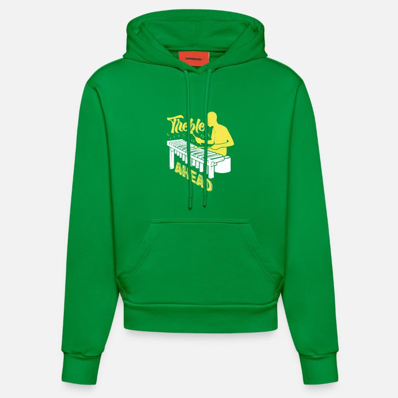 Marimbiste Aigu devant Percussionniste - Sweat à capuche bio ajusté fabriqué en UE - City Green