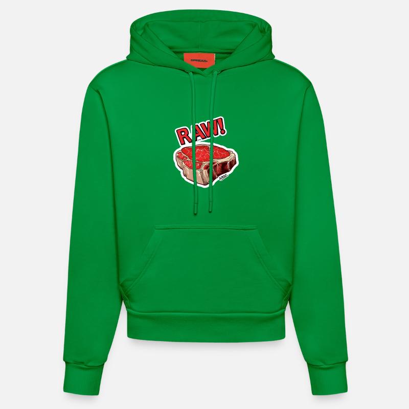 Dessin animé Steak - Sweat à capuche bio ajusté fabriqué en UE - City Green