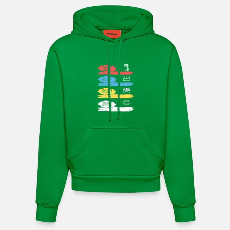 JEU DE MANGER ET DORS RÉPÉTER - V2 - Sweat à capuche bio ajusté fabriqué en UE - City Green