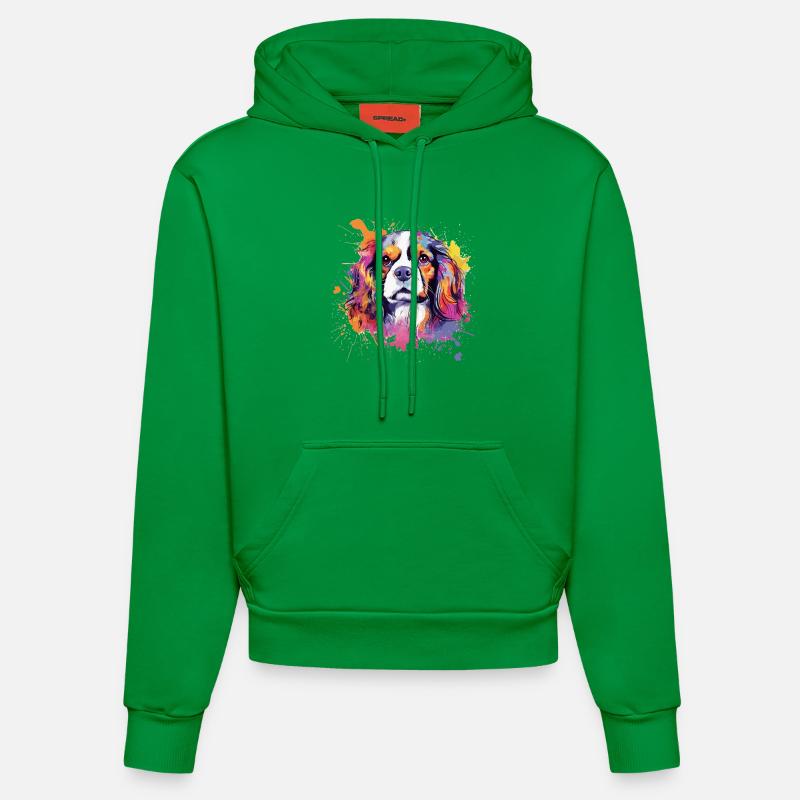 Cavalier King Charles Spaniel Splash Art - Sweat à capuche bio ajusté fabriqué en UE - City Green