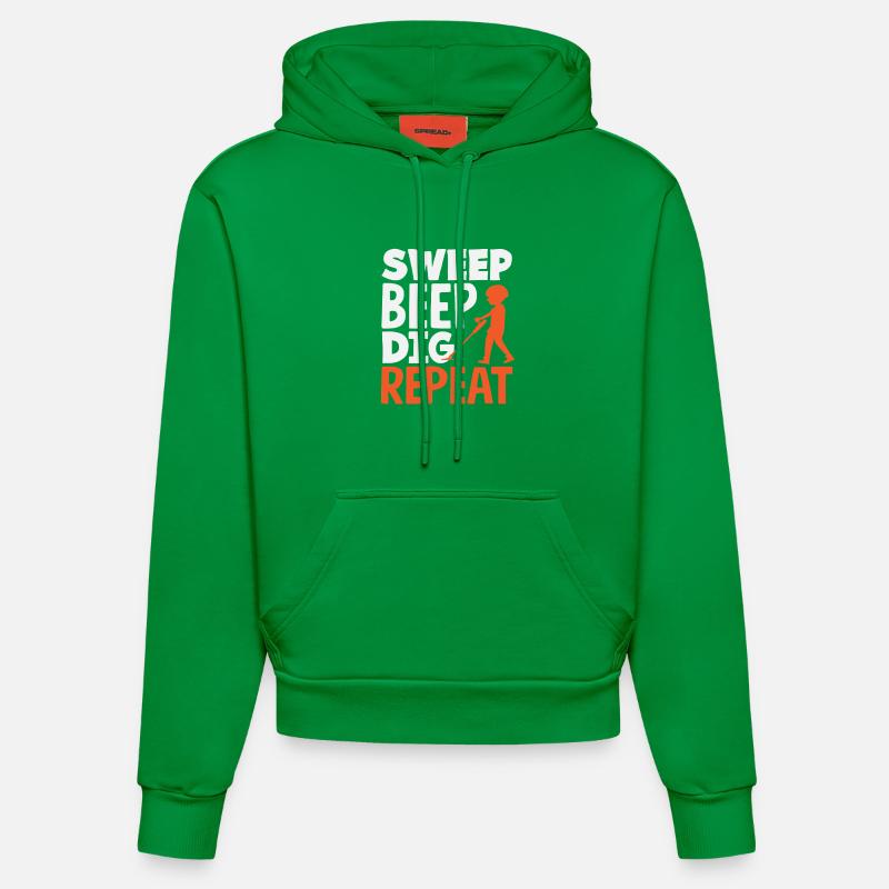 Sweep Beep Dig Repeat Sondengänger Hobby - Organic Fitted Hoodie Made in EU - City Green