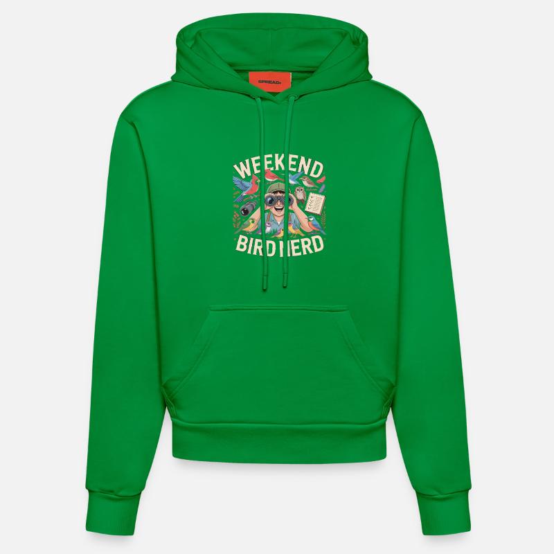 Weekend Bird Nerd Vogelbeobachter - Organic Fitted Hoodie Made in EU - City Green