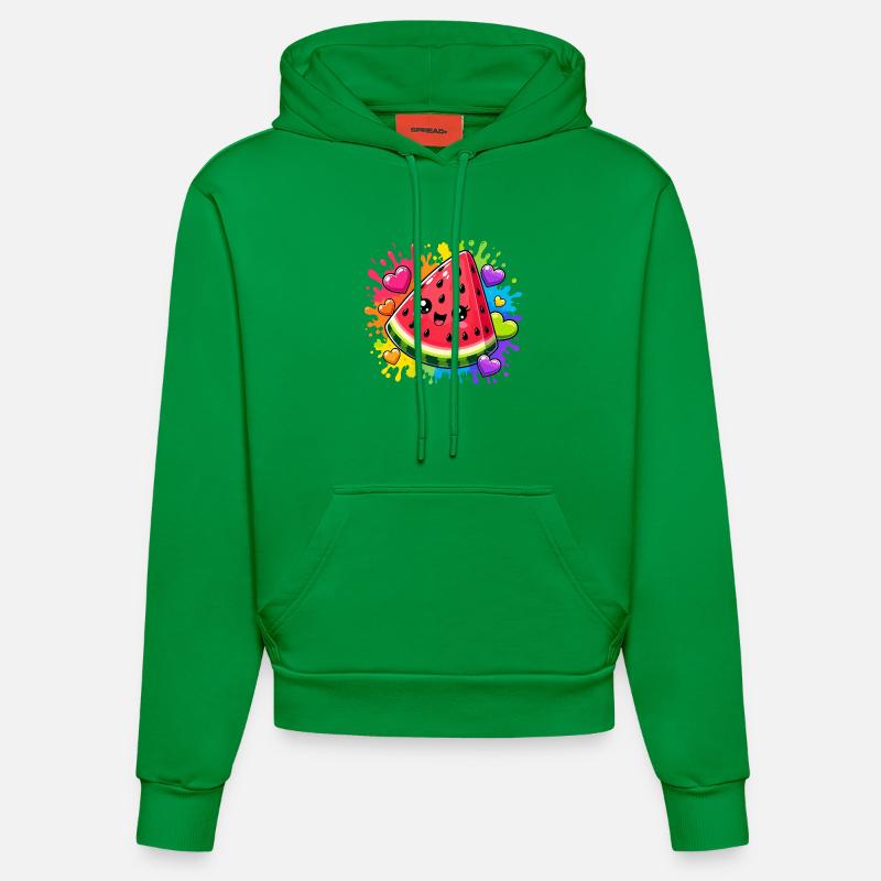 Pastèque Kawaii avec arc-en-ciel - Sweat à capuche bio ajusté fabriqué en UE - City Green