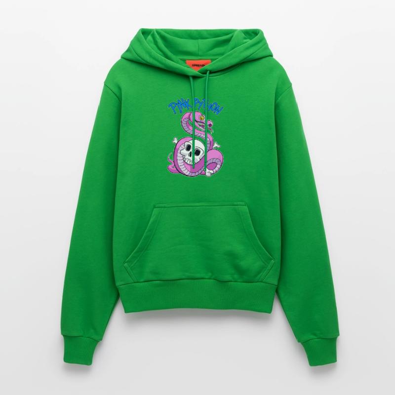 Pink Python (Blue) Organic Fitted Hoodie Made in EU