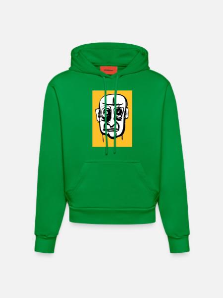 Kaput face - Organic Fitted Hoodie Made in EU - City Green