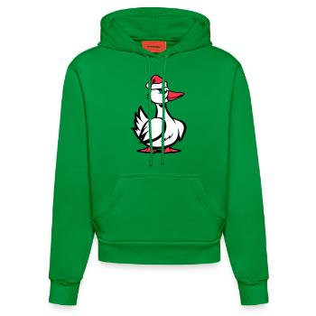 Noël de la bande dessinée de canard - Sweat à capuche bio ajusté fabriqué en UE - City Green - Devant