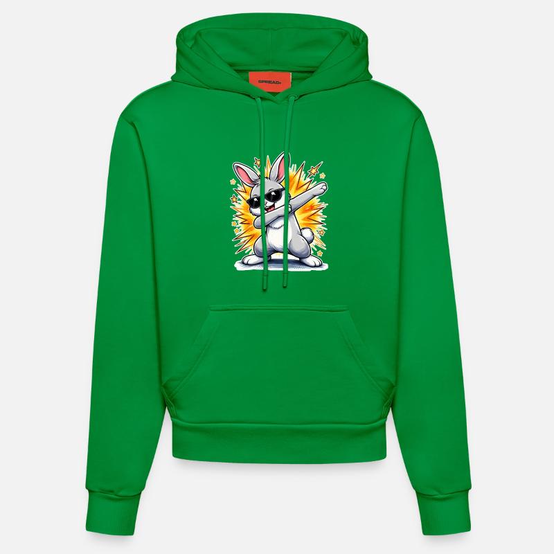 Lapin à tamponner - Sweat à capuche bio ajusté fabriqué en UE - City Green