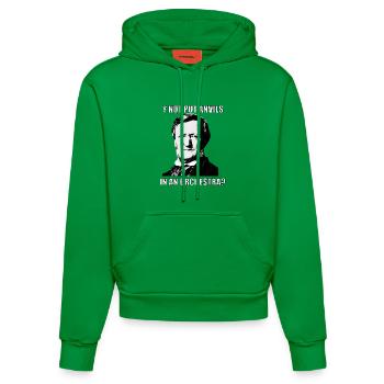 Klassische Musik Meme Wagner "Put Anvils" - Organic Fitted Hoodie Made in EU - City Green - Vorne