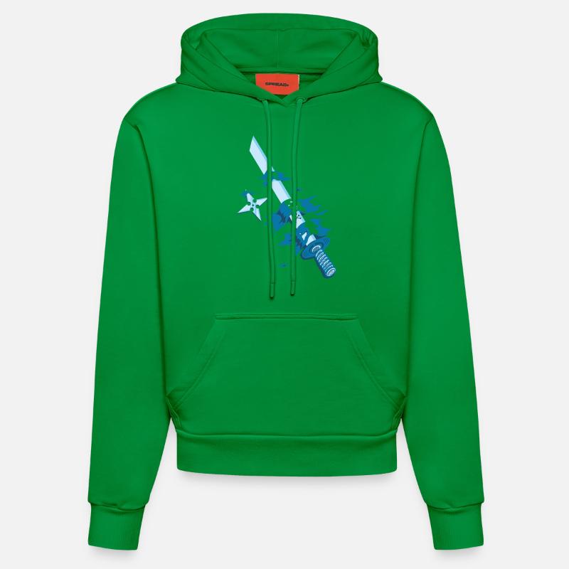 Motif épée samouraï japon - Sweat à capuche bio ajusté fabriqué en UE - City Green
