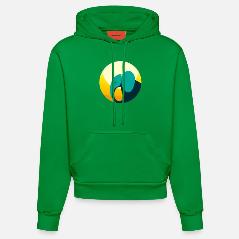 Éléphant abstrait - Sweat à capuche bio ajusté fabriqué en UE - City Green
