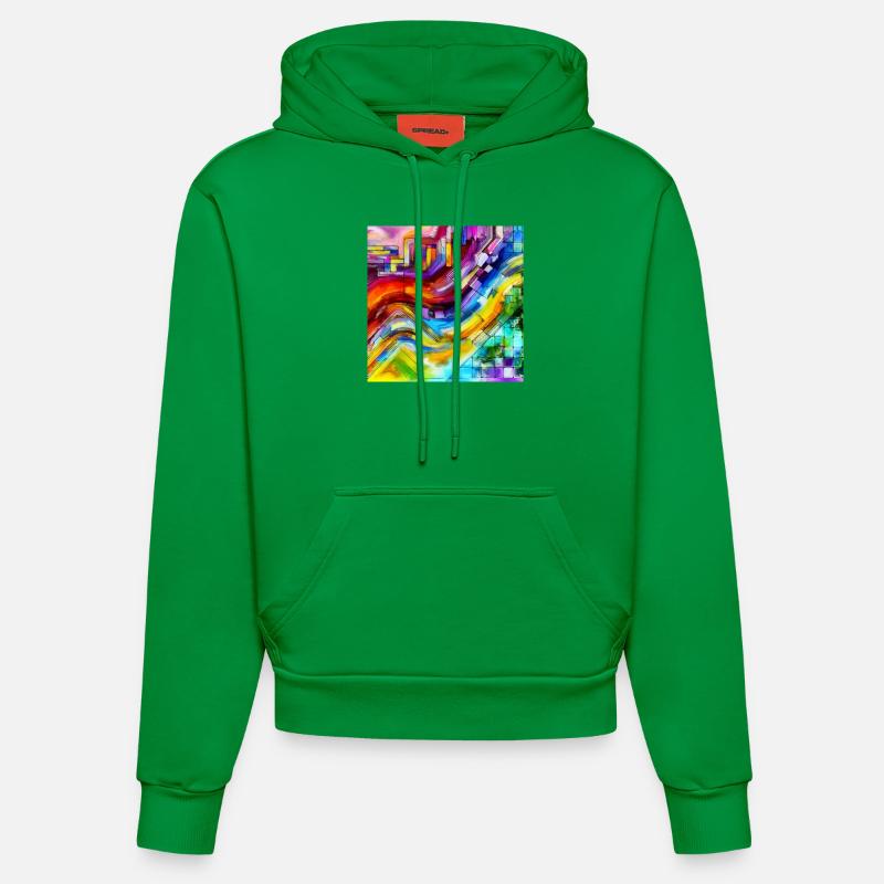 Éclat moderne - Peinture abstraite - Sweat à capuche bio ajusté fabriqué en UE - City Green