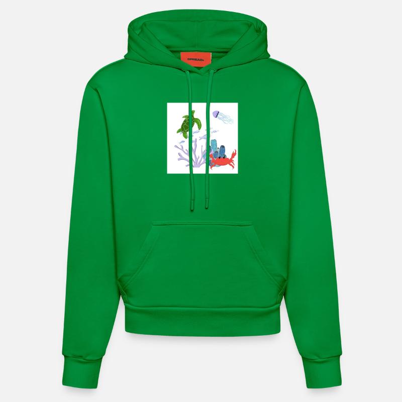 Récif corallien - Sweat à capuche bio ajusté fabriqué en UE - City Green