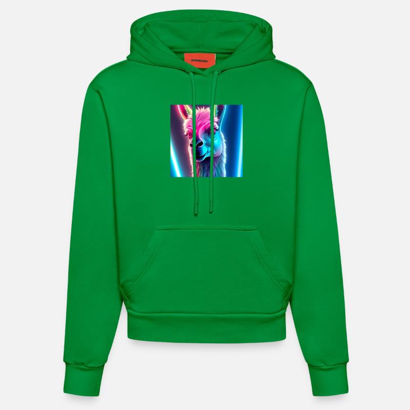 Lama néon - Sweat à capuche bio ajusté fabriqué en UE - City Green