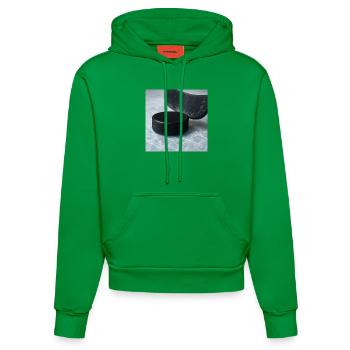 Eishockey - Schläger und Puck - Organic Fitted Hoodie Made in EU - City Green - Vorne
