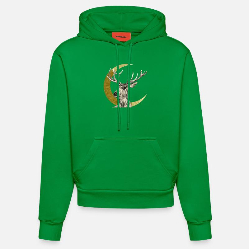Deer - Organic Fitted Hoodie Made in EU - City Green