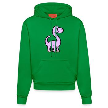 Dinosaur Brontosaurus Comic - Organic Fitted Hoodie Made in EU - City Green - Front