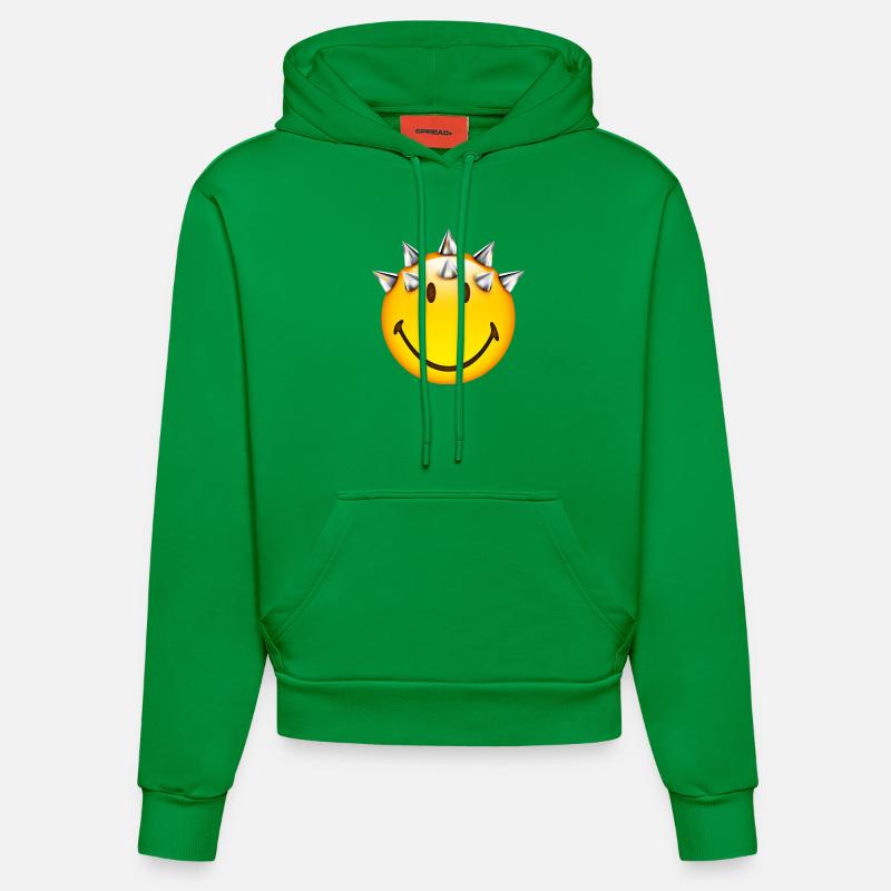 Smiley Punk - Sweat à capuche bio ajusté fabriqué en UE - City Green