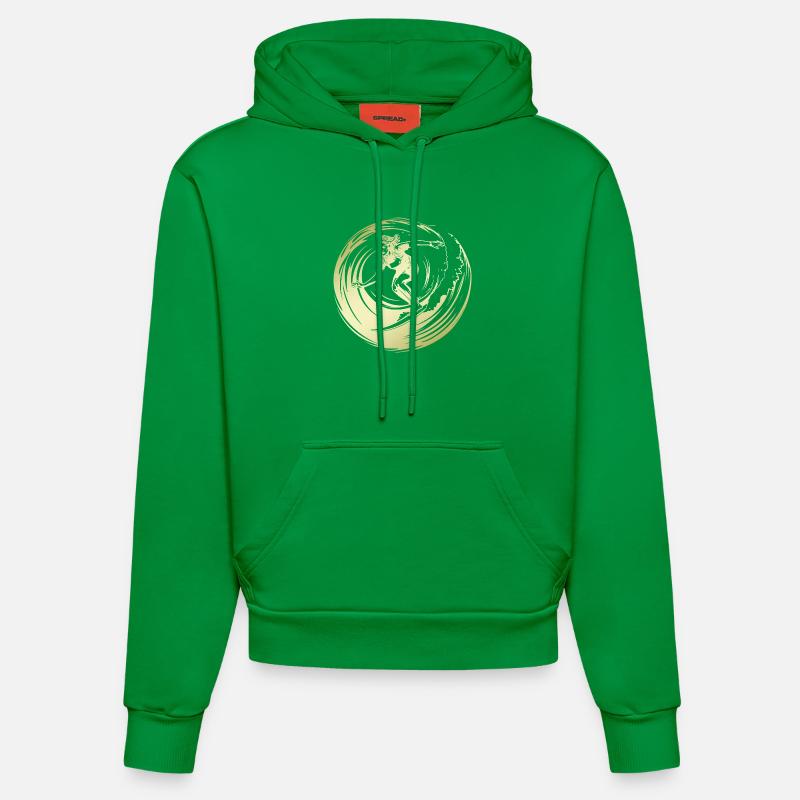 Silhouette de surfeur Surf - Sweat à capuche bio ajusté fabriqué en UE - City Green