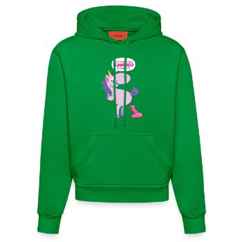 Einhorn Flamingo gemacht - Organic Fitted Hoodie Made in EU - City Green - Vorne