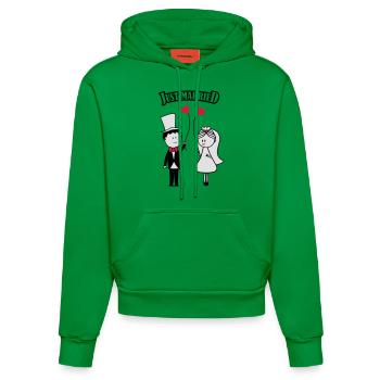 just_married_01 - Sweat à capuche bio ajusté fabriqué en UE - City Green - Devant