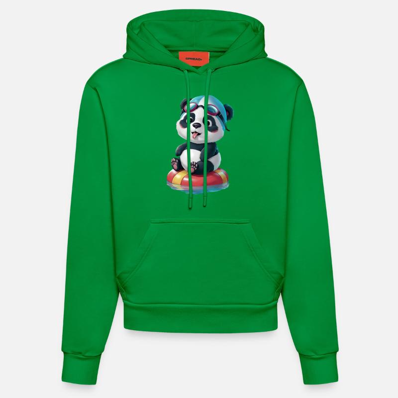 L’aventure de natation de Panda ! - Sweat à capuche bio ajusté fabriqué en UE - City Green