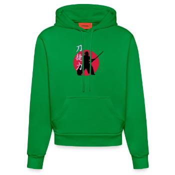 samurai_strength_victory_sword_3c - Organic Fitted Hoodie Made in EU - City Green - Vorne