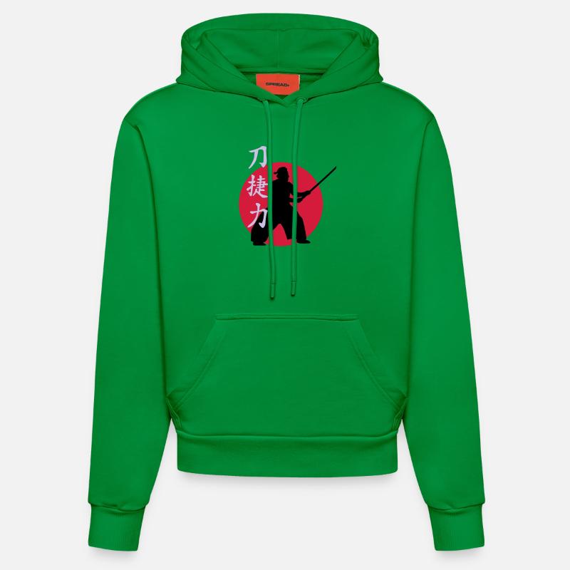 samurai_strength_victory_sword_3c - Sweat à capuche bio ajusté fabriqué en UE - City Green