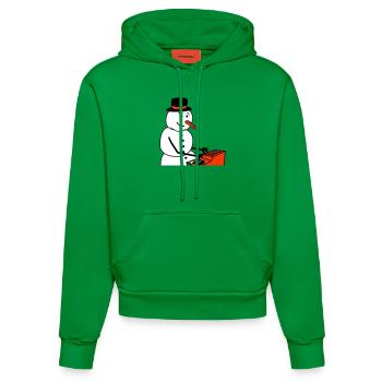 Winter DJ Schneemann Mixer Mischpult Musik Party - Organic Fitted Hoodie Made in EU - City Green - Vorne