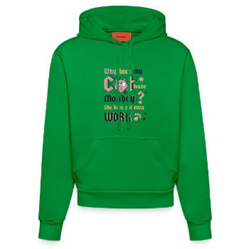 Cats Monday - Organic Fitted Hoodie Made in EU - City Green - Front