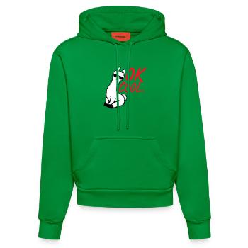 OK Cool Llama Sunglasses Sitting Funny Naughty - Organic Fitted Hoodie Made in EU - City Green - Front